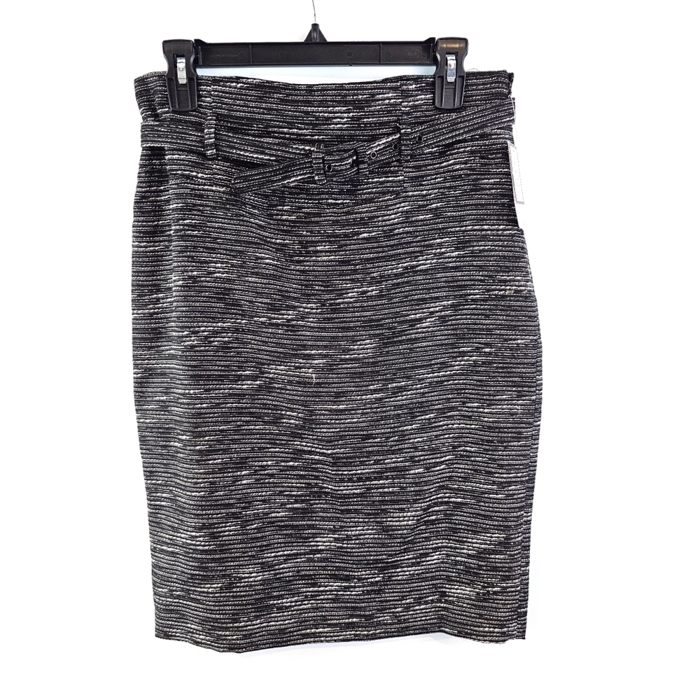 Nine West Size 6 Black Silver Pencil Straight Skirt